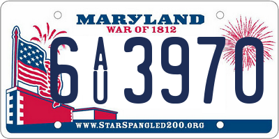 MD license plate 6AU3970
