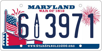 MD license plate 6AU3971