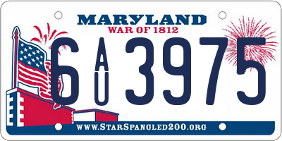 MD license plate 6AU3975
