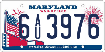 MD license plate 6AU3976