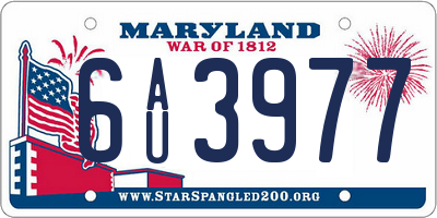 MD license plate 6AU3977