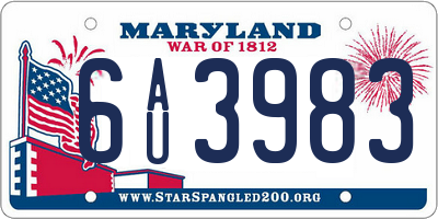 MD license plate 6AU3983