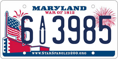 MD license plate 6AU3985