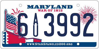 MD license plate 6AU3992