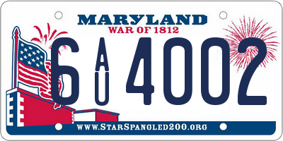 MD license plate 6AU4002