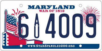 MD license plate 6AU4009