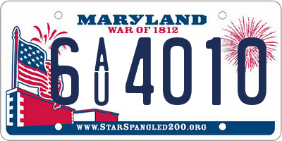 MD license plate 6AU4010