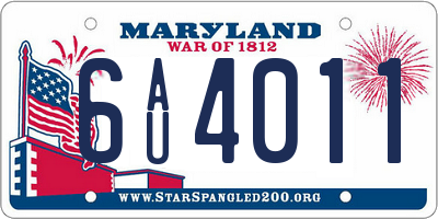 MD license plate 6AU4011