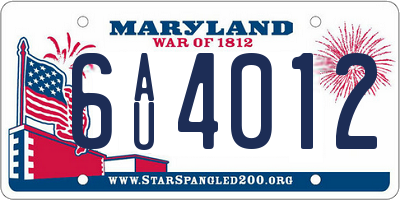 MD license plate 6AU4012