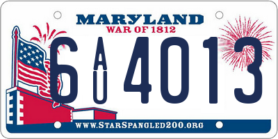 MD license plate 6AU4013