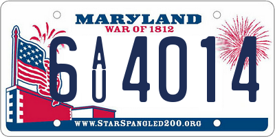 MD license plate 6AU4014