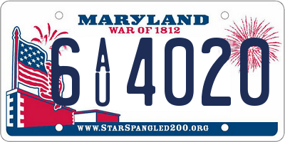 MD license plate 6AU4020
