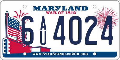 MD license plate 6AU4024
