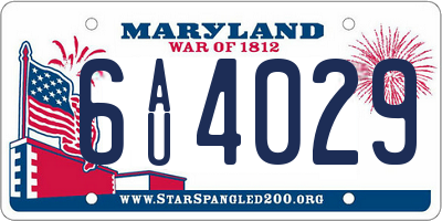 MD license plate 6AU4029