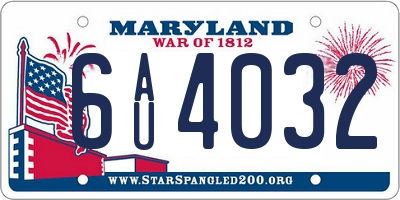 MD license plate 6AU4032