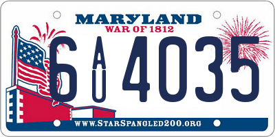 MD license plate 6AU4035
