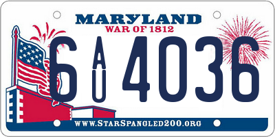 MD license plate 6AU4036