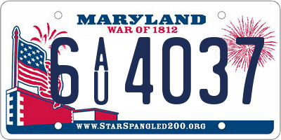 MD license plate 6AU4037