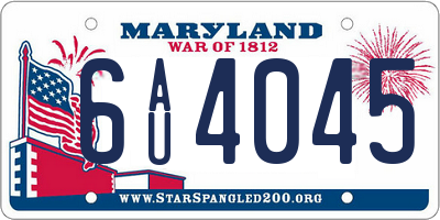 MD license plate 6AU4045