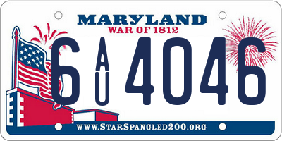 MD license plate 6AU4046