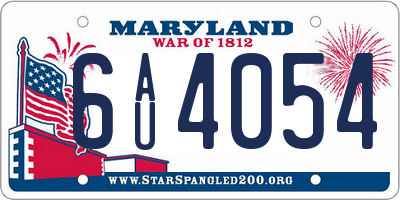 MD license plate 6AU4054