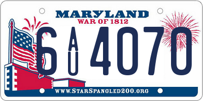 MD license plate 6AU4070