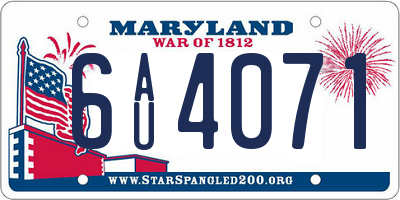 MD license plate 6AU4071