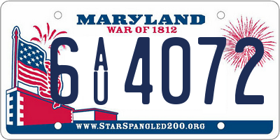 MD license plate 6AU4072
