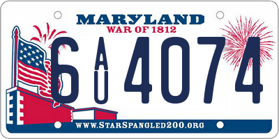MD license plate 6AU4074