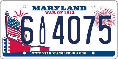 MD license plate 6AU4075