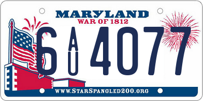 MD license plate 6AU4077