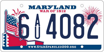 MD license plate 6AU4082