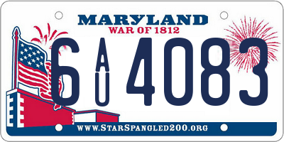 MD license plate 6AU4083