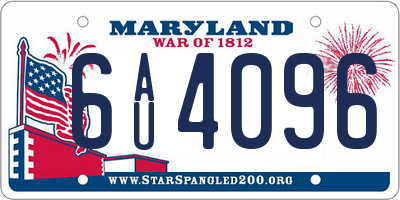 MD license plate 6AU4096