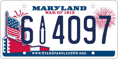 MD license plate 6AU4097