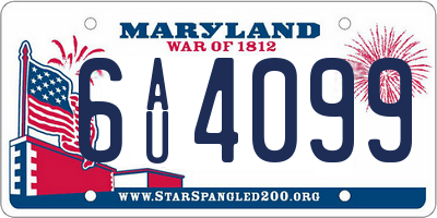 MD license plate 6AU4099