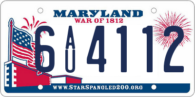 MD license plate 6AU4112