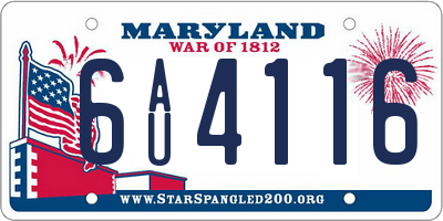 MD license plate 6AU4116