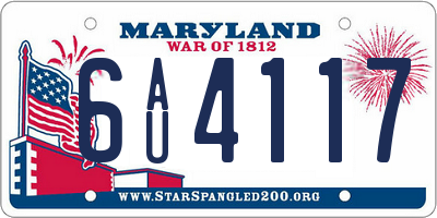 MD license plate 6AU4117