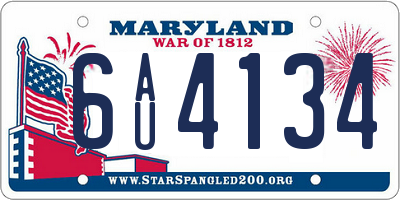 MD license plate 6AU4134