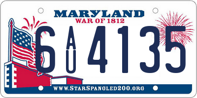 MD license plate 6AU4135