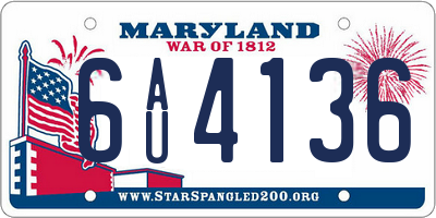 MD license plate 6AU4136