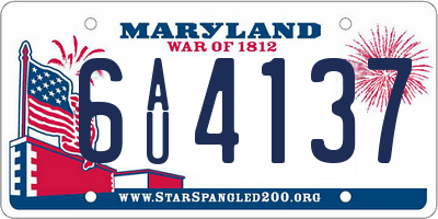 MD license plate 6AU4137