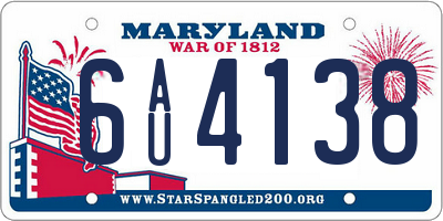 MD license plate 6AU4138