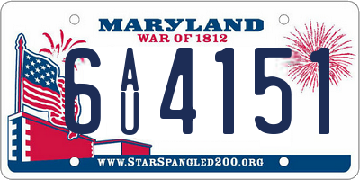 MD license plate 6AU4151