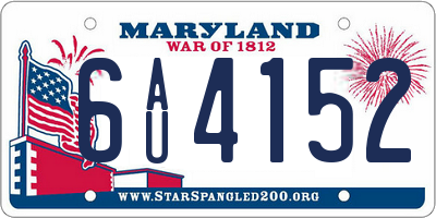 MD license plate 6AU4152