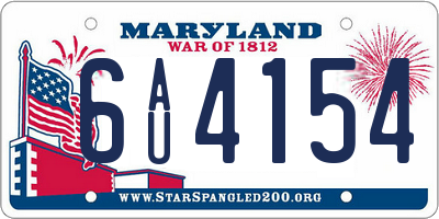 MD license plate 6AU4154