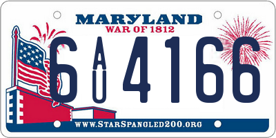MD license plate 6AU4166