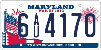 MD license plate 6AU4170