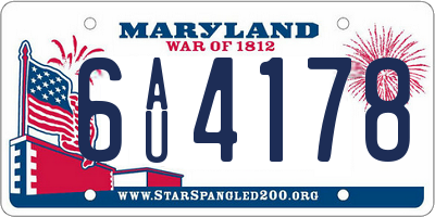 MD license plate 6AU4178